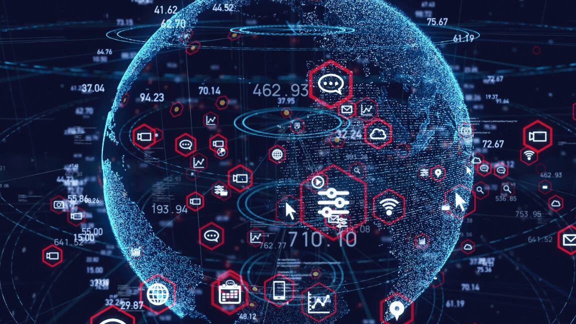 AI Marketing Strategy Icon Abstract digital network graphic representing Fame Day One’s digital transformation services
